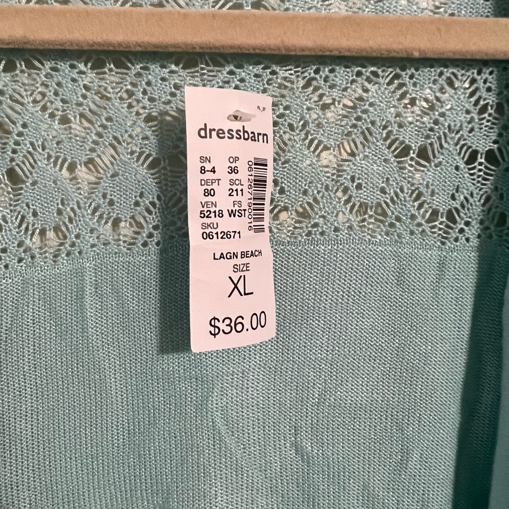 NWT Beautiful Aqua Cardigan Sweater with Knit Detail Back - Picture 3 of 3